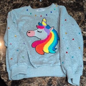 Lola + The Boys Gray Rainbow Unicorn Sweatshirt